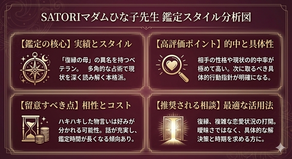 SATORI電話占い　マダムひな子先生の特徴