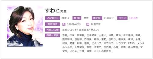 口コミで当たる占い師 すわこ先生