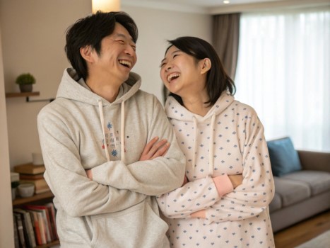 部屋着で仲良く笑い合えるパートナーって素敵