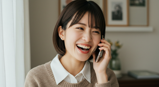 電話占いで片思い相談をする女性