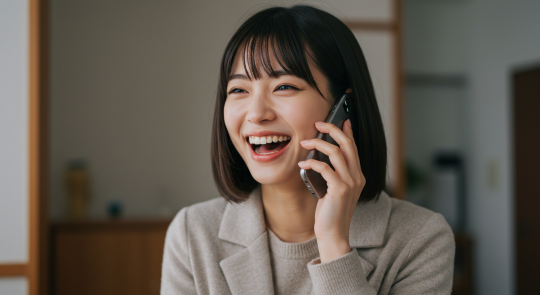 電話占いで笑顔を取り戻す女性
