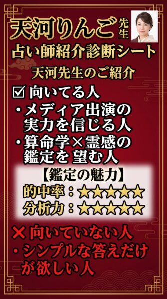 電話占いウィル 天河りんご(アマカワ リンゴ)先生
