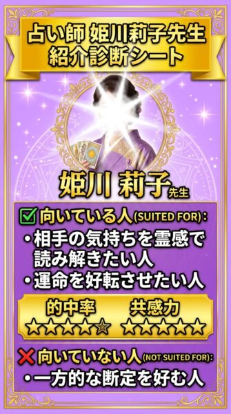 電話占いウィル 姫川莉子（ヒメカワリコ）先生