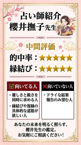 電話占いウィル 櫻井撫子(サクライナデシコ)先生